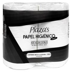 PAPEL HIG PLAZAS X 4 ROLLOS 400 HOJ DOBL